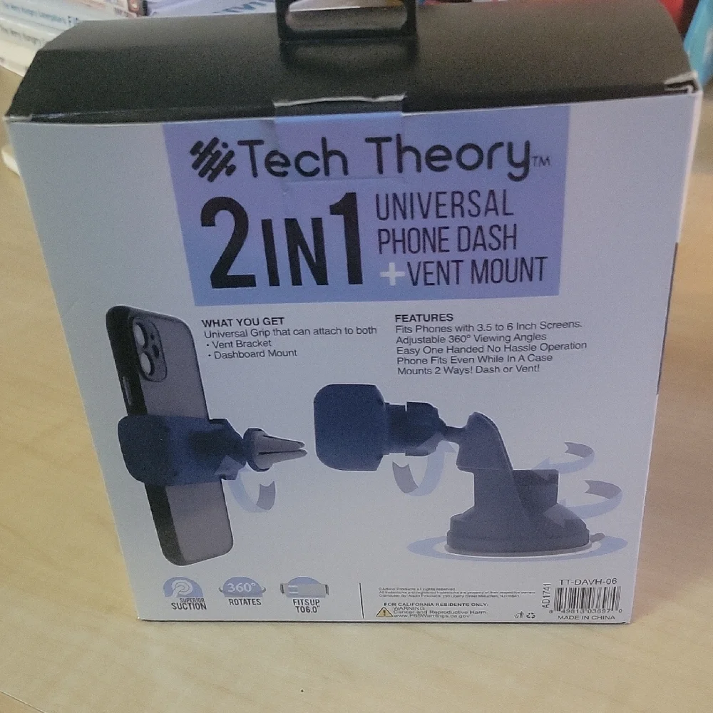 Theory Black Universal Phone Dash and Vent Mount